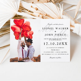 モダンMr.とMr. ミニマリスト写真ゲイウェディング 招待状