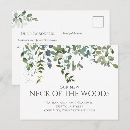 モダンNeck of the Woods Moving Announcement ポストカード (正面/裏面)