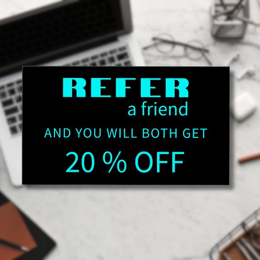 モダンNeon Blue Black Referral Card