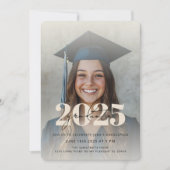 モダンNeutral Beige 2025大学院写真 招待状 (正面)