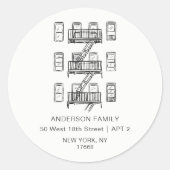 モダンNYC 返信先住所ステッカー ラウンドシール (正面)