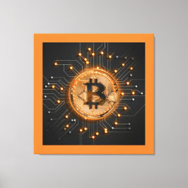 モダンoffice decor crypto BITCOIN LOGO orange キャンバスプリント