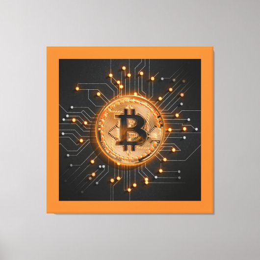 モダンoffice decor crypto BITCOIN LOGO orange キャンバスプリント (正面)
