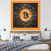 モダンoffice decor crypto BITCOIN LOGO orange キャンバスプリント (インサイチュ (寝室))