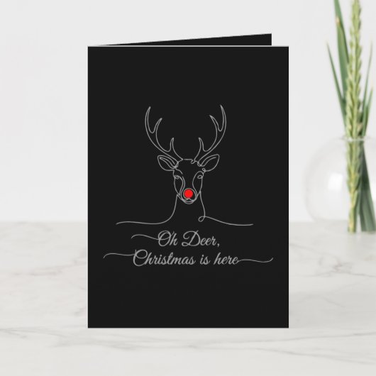 モダンOh Deerミニマルなクリスマストインデナー カード (正面)