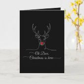 モダンOh Deerミニマルなクリスマストインデナー カード (黄色い花)