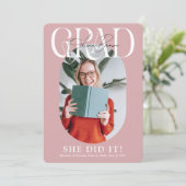 モダンOval Photo & Signature卒業式パーティー 招待状 (スタンド正面)