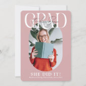 モダンOval Photo & Signature卒業式パーティー 招待状 (正面)