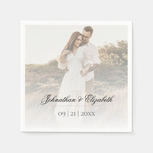 モダンOverlayの結婚写真 スタンダードカクテルナプキン (正面)