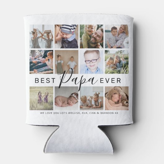 モダンPapa Ever最高の12枚フォトコラージュ 缶クーラー (裏面)