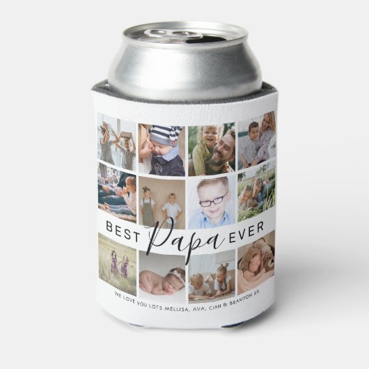 モダンPapa Ever最高の12枚フォトコラージュ 缶クーラー (缶裏面)