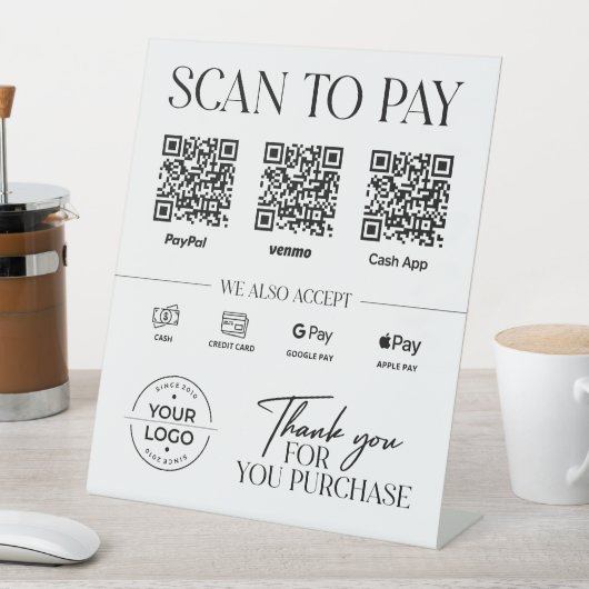 モダンPayPal、Venmo、Cash App 台座サイン (インサイチュ)