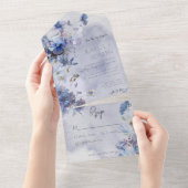 モダンPeriwinkle Blue Wildflowers No Dinner オールインワン招待状 (貼ってはがせる)