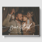 モダンPhotoエレガント Script Monogram結婚の ゲストブック (正面)