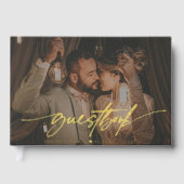 モダンPhotoエレガント Script Monogram結婚の ゲストブック (正面)