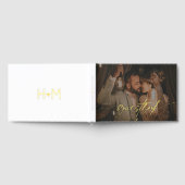 モダンPhotoエレガント Script Monogram結婚の ゲストブック (全面)