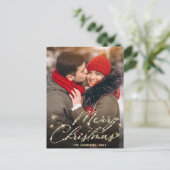 モダンPHOTOゴールデンクリスマスグリーティング シーズンポストカード (スタンド正面)