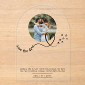 モダンPHOTO結婚の日付救ミニマはっきりしたリスト アクリル招待状 (正面)