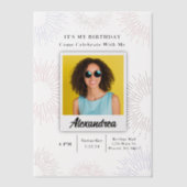 モダンPhoto Birthday Partyおもしろいお祝い ベラム紙招待状 (正面)