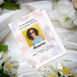 モダンPhoto Birthday Partyおもしろいお祝い ベラム紙招待状