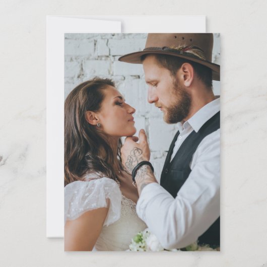 モダンPhoto Black and White Script結婚's 招待状 (裏面)