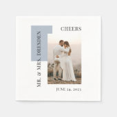 モダンPhoto Dusty Blueの結婚結婚披露宴 スタンダードカクテルナプキン (正面)