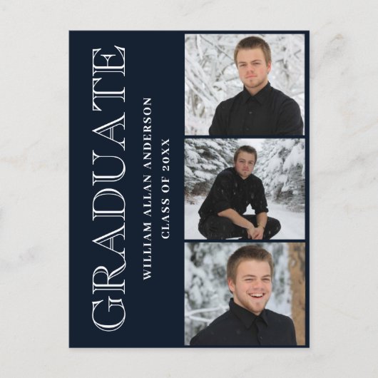 モダンPHOTO Graduation Party招待状 ポストカード (正面)