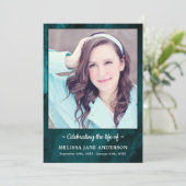 モダンPhoto Green Marble Order Of Service葬儀 プログラム (スタンド正面)