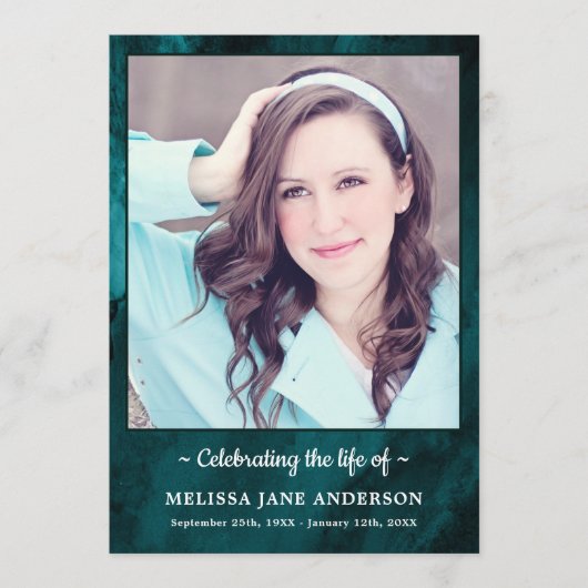 モダンPhoto Green Marble Order Of Service葬儀 プログラム (正面)