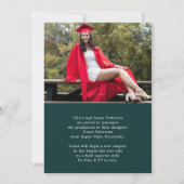 モダンPhoto Green White Graduation発表 招待状 (裏面)