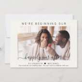 モダンPhoto Happely Ever After Cream婚約 案内状 (正面)