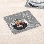 モダンPHOTO MUSIC 25th Silver結婚の記念日 スクエアペーパーコースター (アングル)