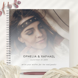 モダンPhoto Overlay Wishes New Mr. Mrs. Guest Book ノートブック