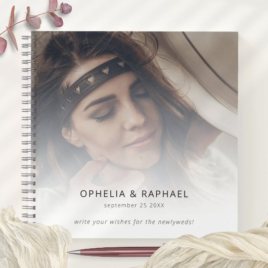 モダンPhoto Overlay Wishes New Mr. Mrs. Guest Book ノートブック