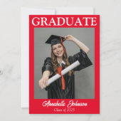 モダンPhoto Red卒業発表 招待状 (正面)