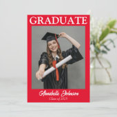 モダンPhoto Red卒業発表 招待状 (スタンド正面)