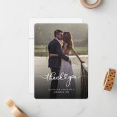 モダンPhoto Scriptの結婚サンキューカード ノートカード (正面/裏面インサイチュ)