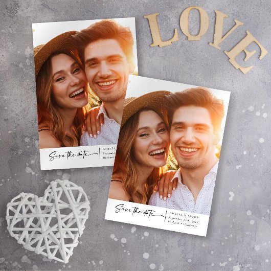 モダンPhoto Scriptフォント結婚の セーブザデート