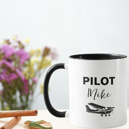 モダンPILOTテキストと飛行機のオリジナルギフト マグカップ
