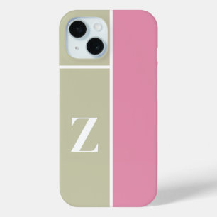 モダンPInkグリーンモノグラム iPhone 15ケース