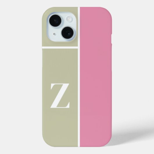 モダンPInkグリーンモノグラム Case-Mate iPhoneケース (裏面)