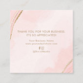 モダンPink and Tan Thank You Business Card コーリングカード (裏面)