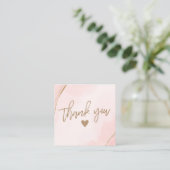 モダンPink and Tan Thank You Business Card コーリングカード (スタンド正面)