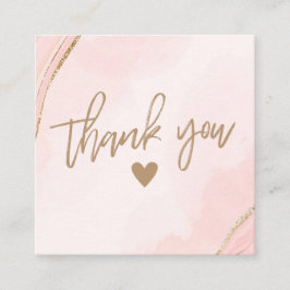 モダンPink and Tan Thank You Business Card コーリングカード
