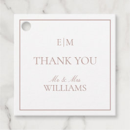 モダンPink Monogram Thank You Script 結婚's フェイバータグ