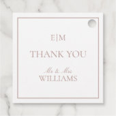 モダンPink Monogram Thank You Script 結婚's フェイバータグ (裏面)