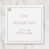 モダンPink Monogram Thank You Script 結婚's フェイバータグ (正面)