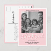 モダンPink Movingエレガント Announcement写真 ポストカード (正面/裏面)