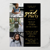 モダンPink Now & Then 3 Photo Graduation Party 箔招待状 (正面)