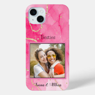 モダンPink Personalize Photo 最高の friends iPhone 15 Miniケース